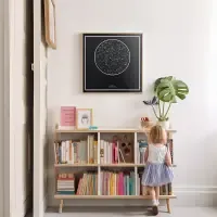 Little girl in a room with a custom starrymaps star map.