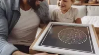 Father and sogn with a star map